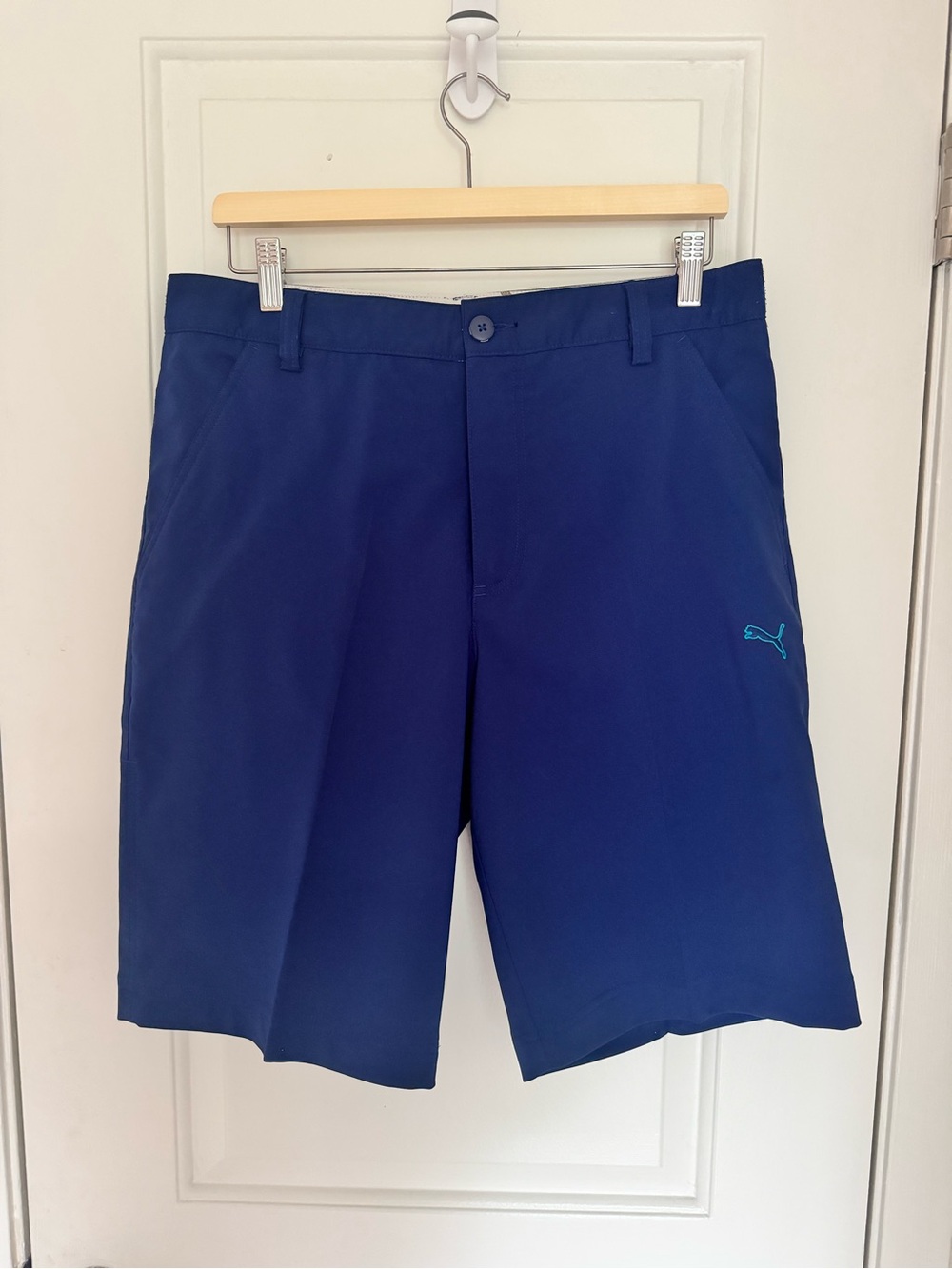 Puma Men’s Royal Blue Athletic Shorts with Teal Logo